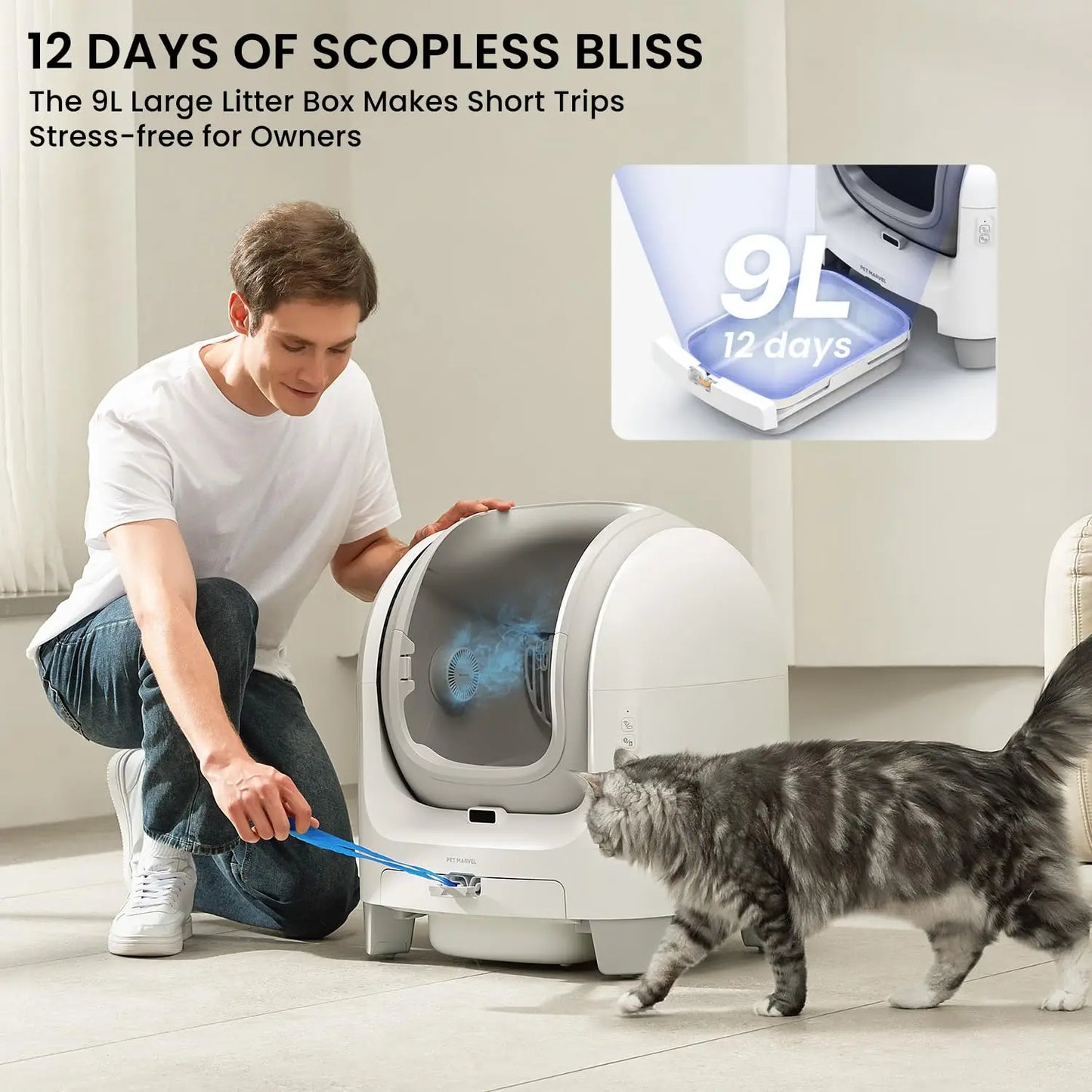 Smart Self Cleaning Cat Litter Box Automatic Open Top