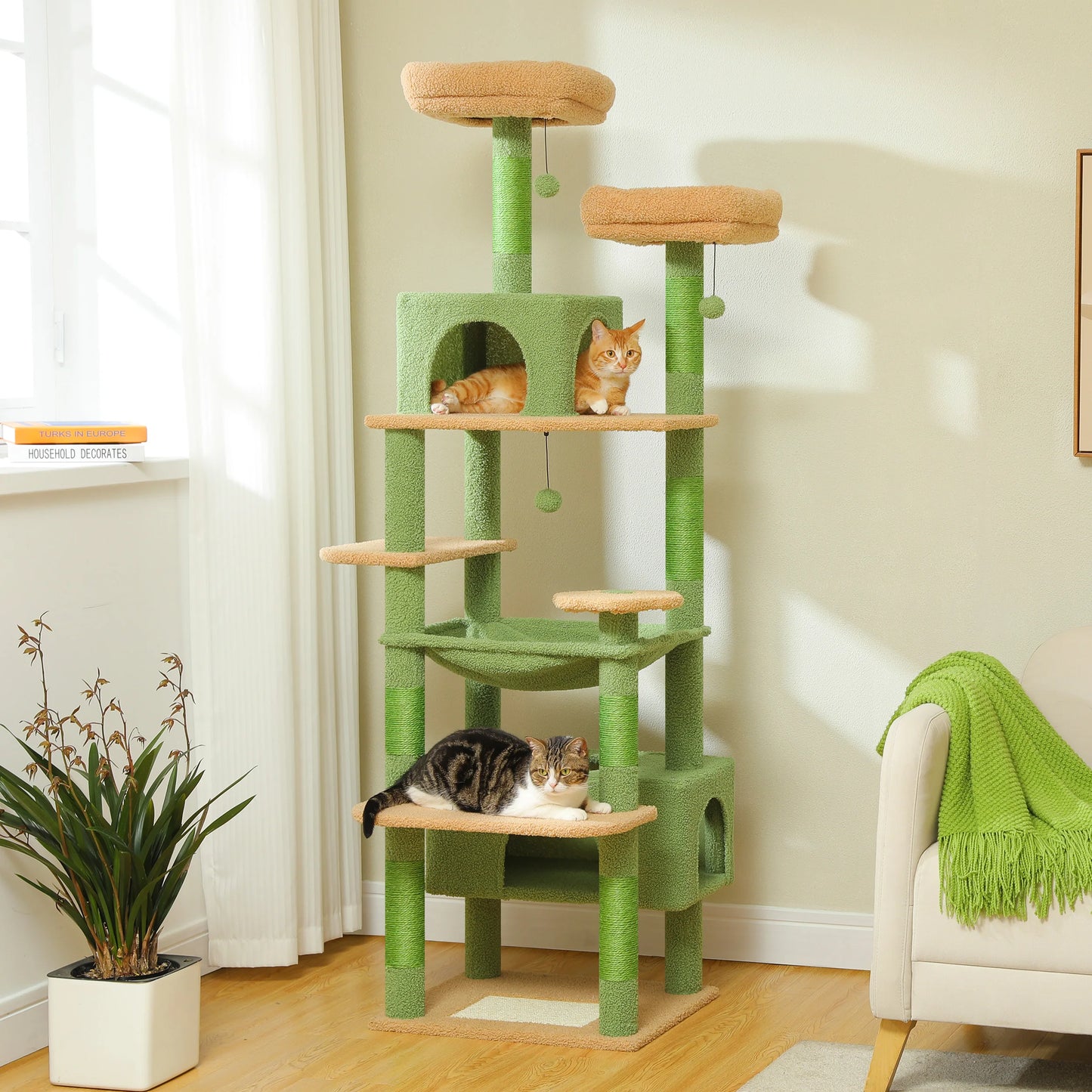 PEQULTI Multi Level Cat Tree Tower With Scratching Posts Hammock