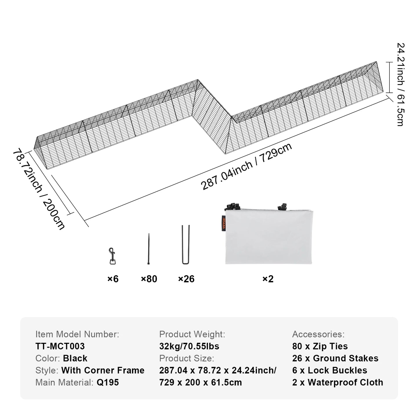 SucceBuy Portable Chicken Tunnels With Corner Frame