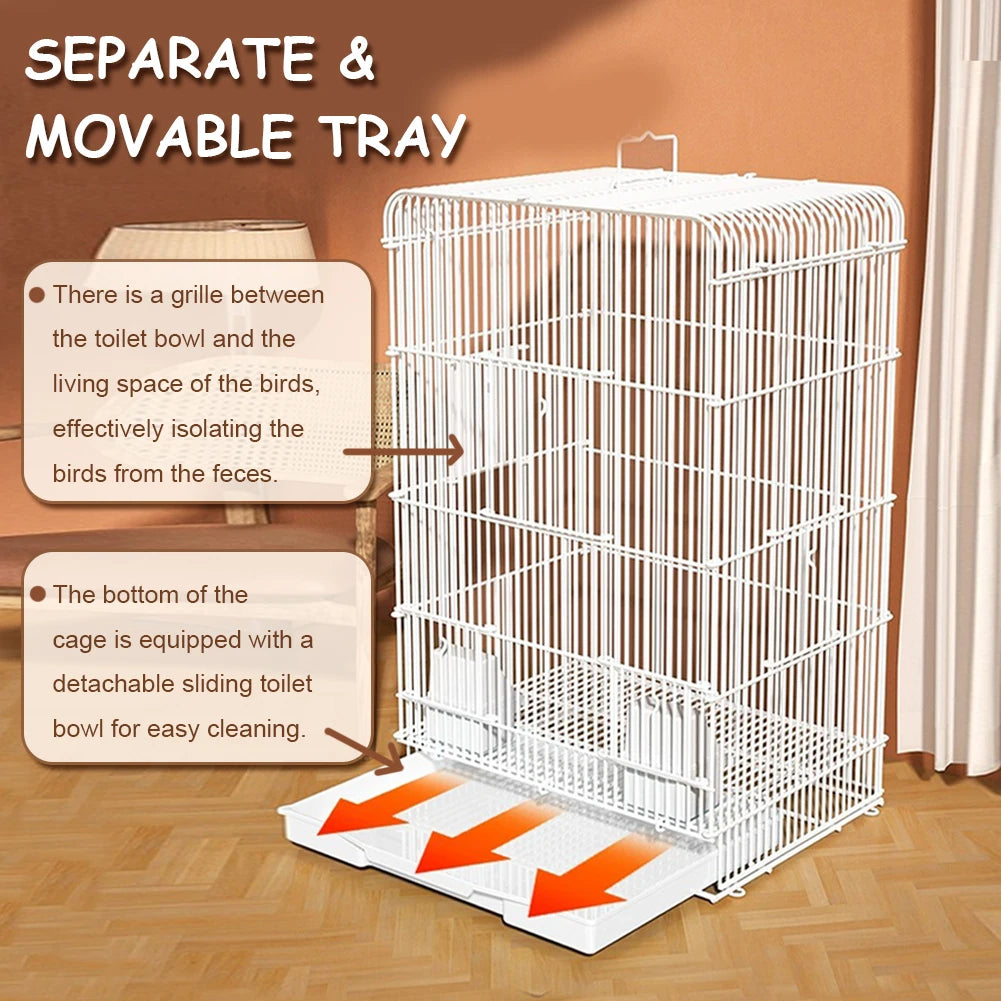 Wrought Iron Bird Cage Portable Parrot Cage With Removable Tray