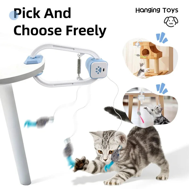 Self Playing Cat Toy Automatic Retractable Door Teaser Indoor Cats