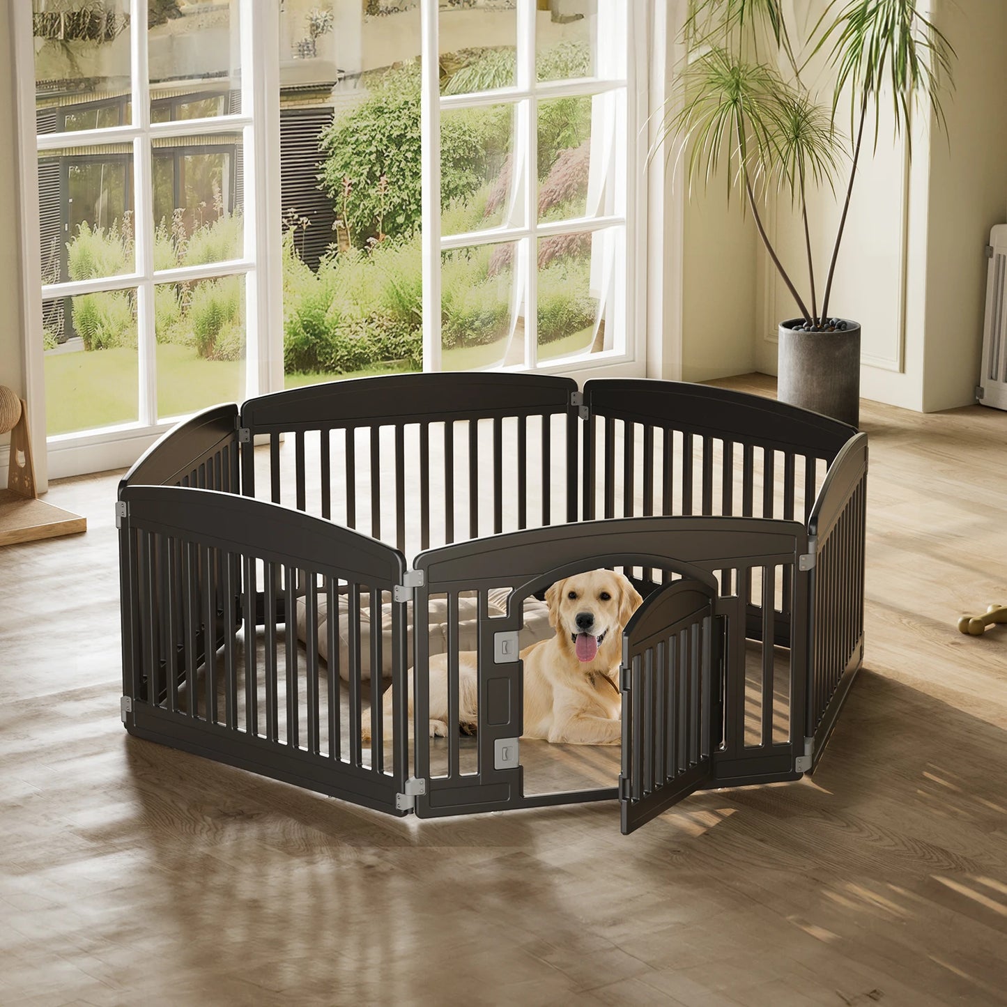JHK Plastic Dog Playpen 6 Panel Expandable Portable Fence