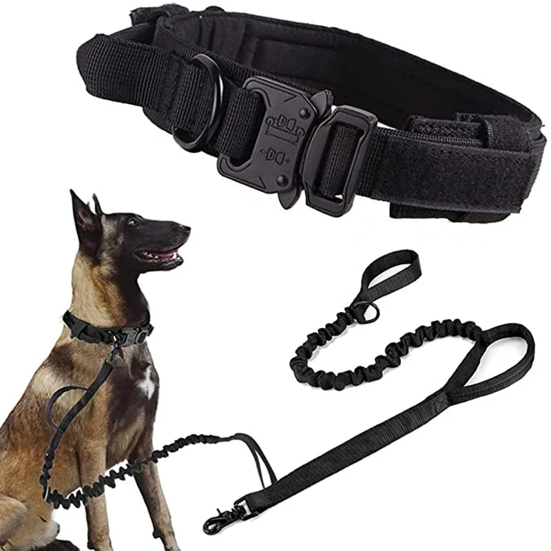 COOYOMOO Durable Tactical Dog Collar Leash Set Adjustable Military