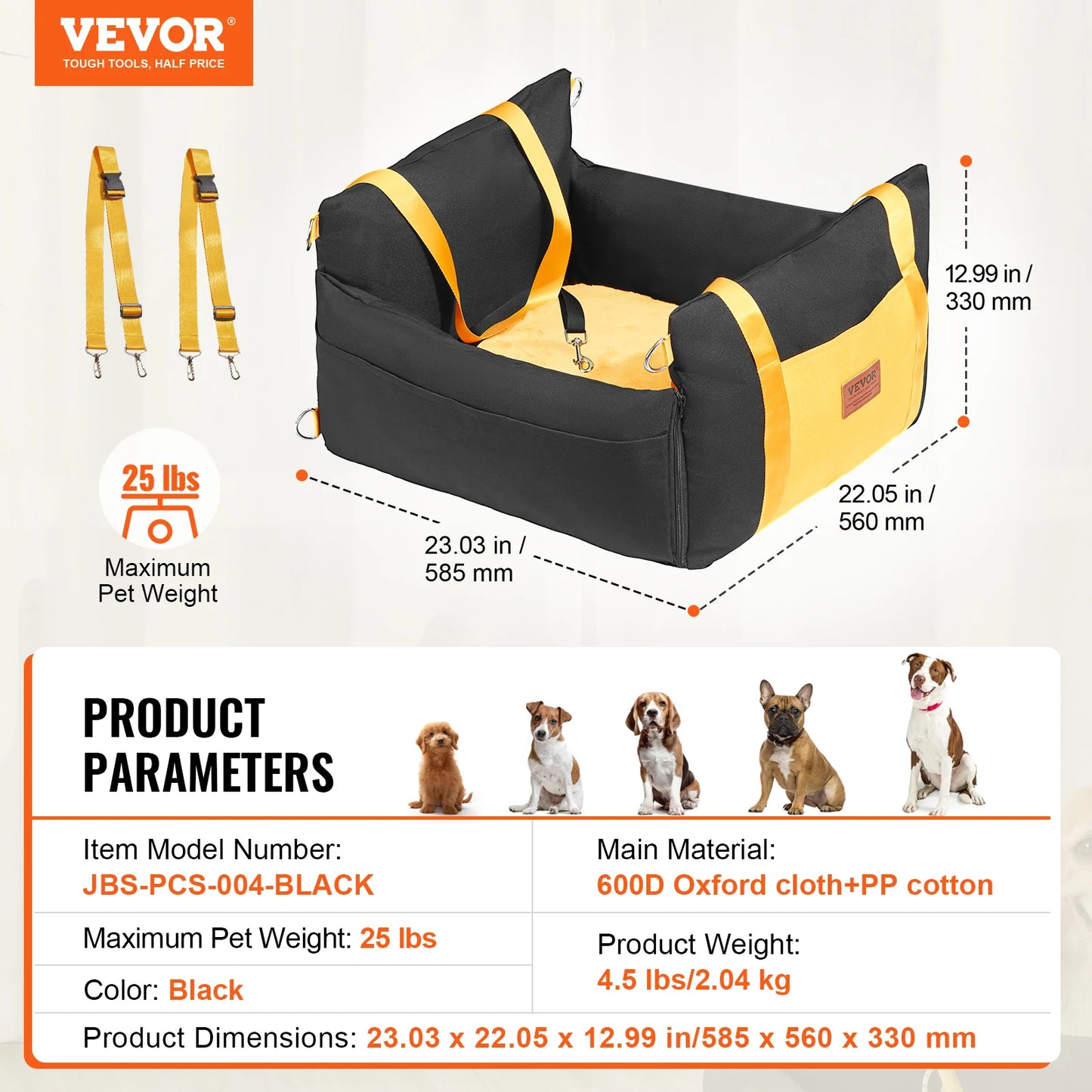 SucceBuy Waterproof Dog Car Seat Booster With Clip On Leash