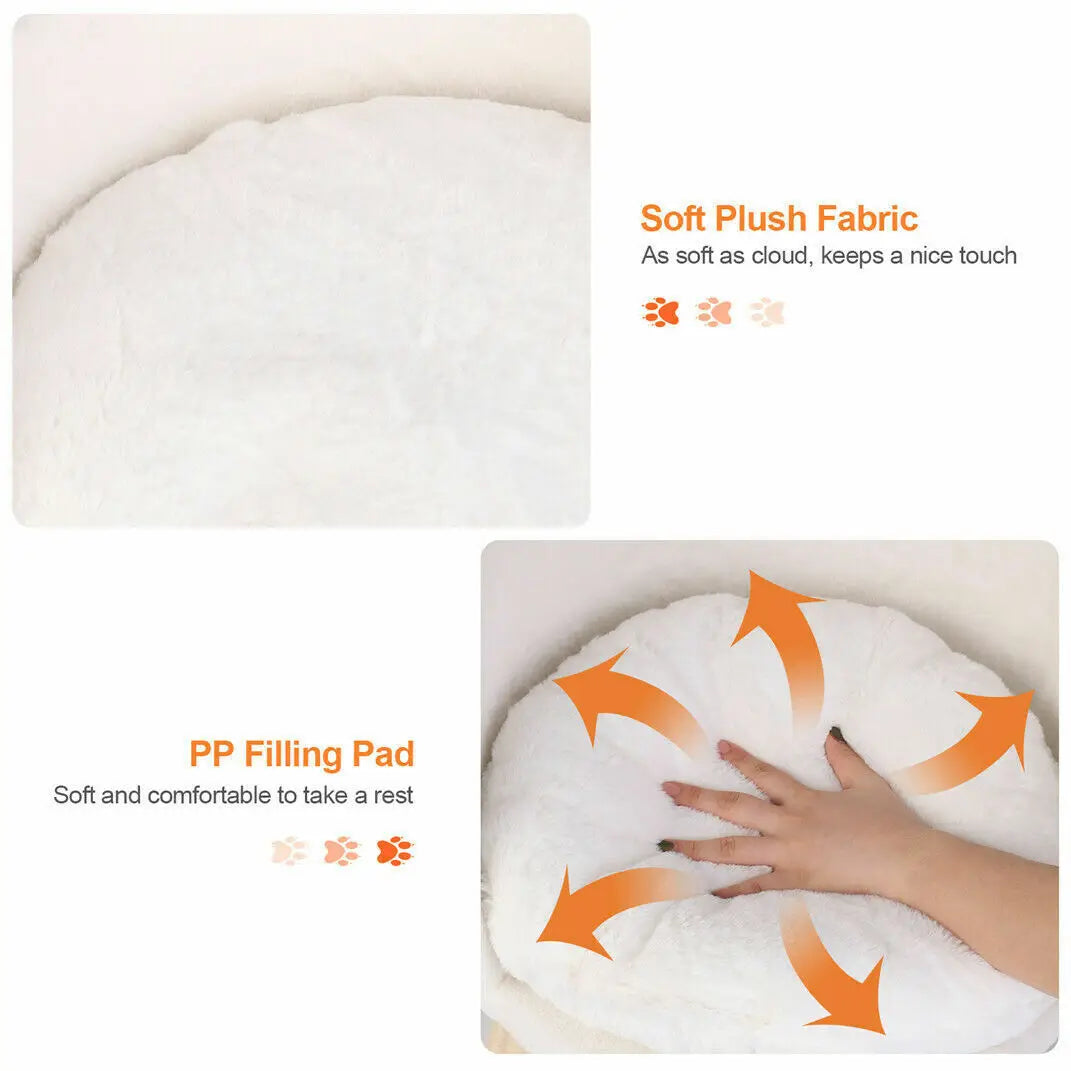 Soft Dog or Cat Bed With Plush Fabric Cushion And Wooden Legs