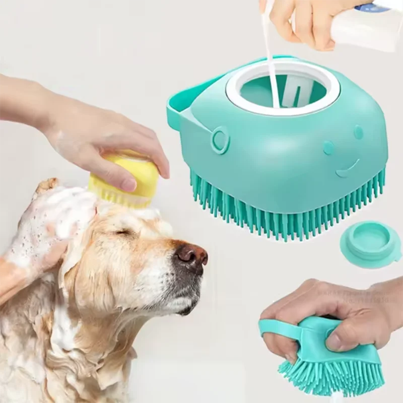 Pet Bath Massage Brush Silicone Safe Grooming Tool For Dogs And Cats