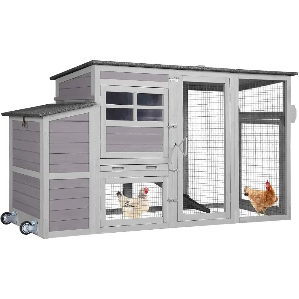 Wooden Chicken Coop With Run And Nest Box For Outdoors