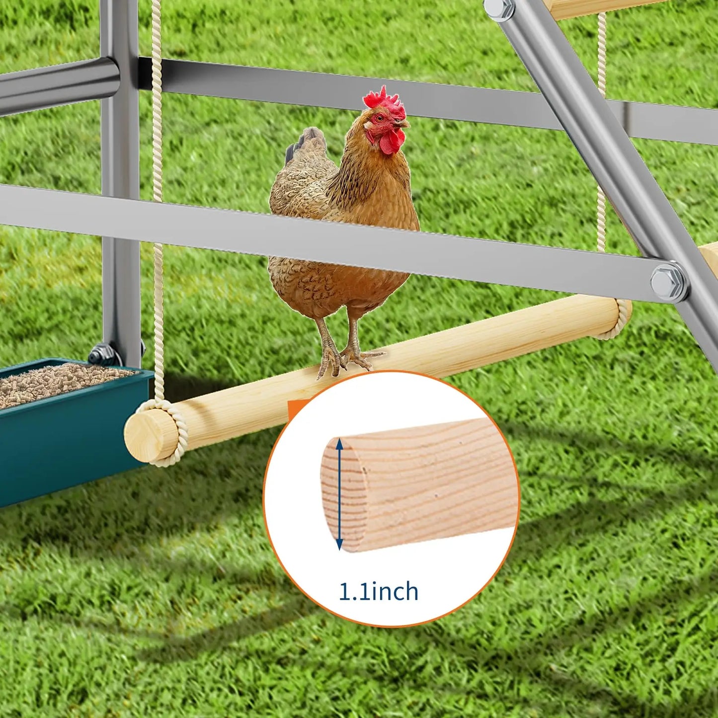 HiMISS Multi-Tier Galvanized Steel Chicken Roost With Wooden Perch For Coop
