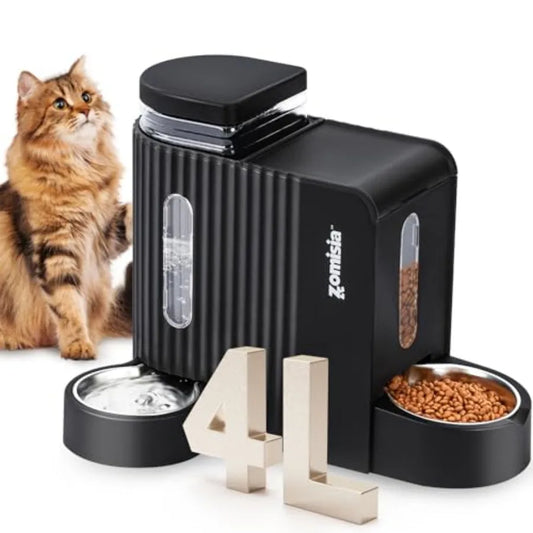 Gravity Cat Feeder And Water Dispenser With Stainless Steel Bowls