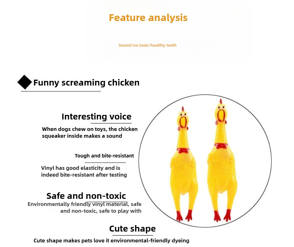 DKSTINYE Squeaky Screaming Chicken Rubber Dog Toy With Squeaker