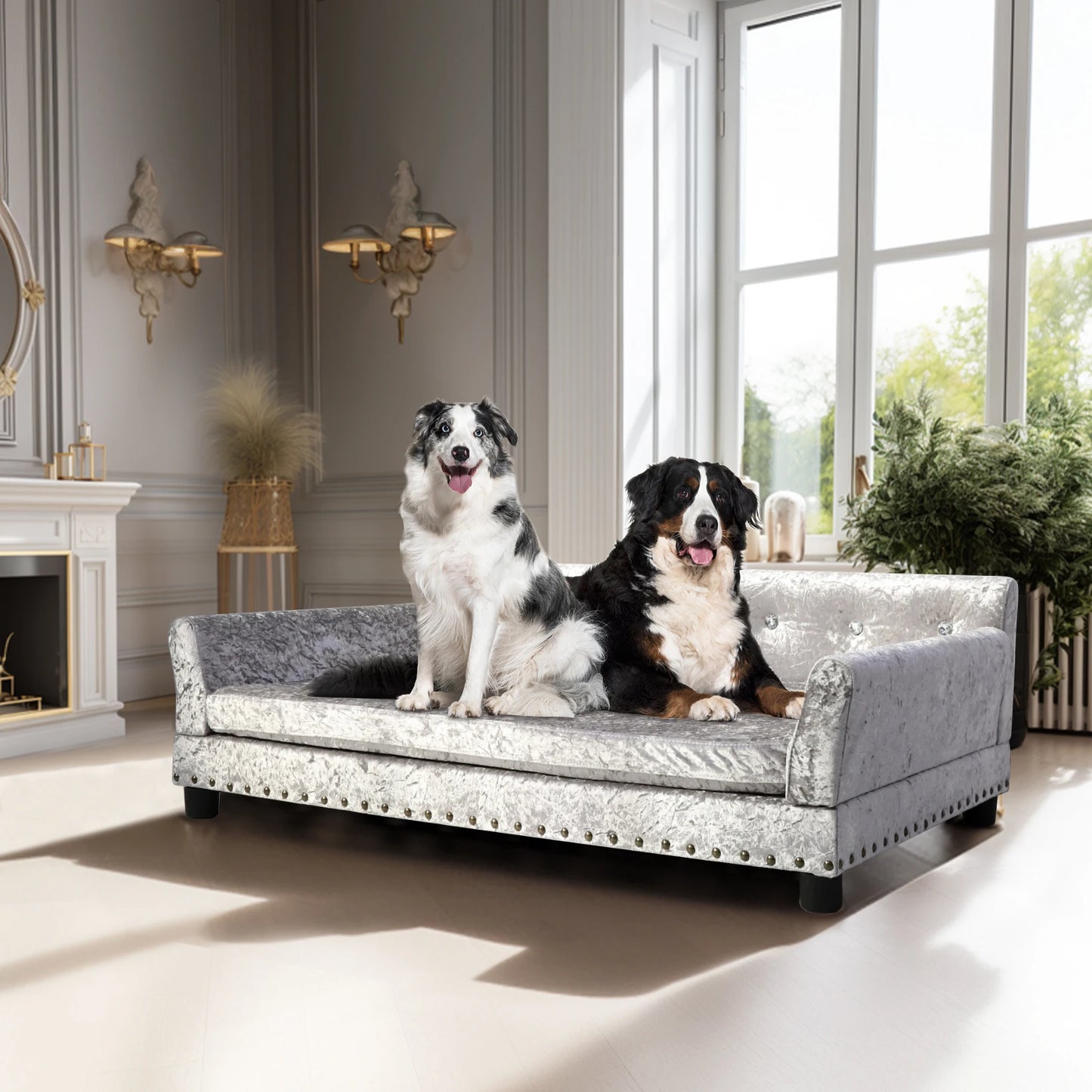 Borwart Heavy Duty Pet Sofa Raised Bed Cushioned Dog Cat Lounge