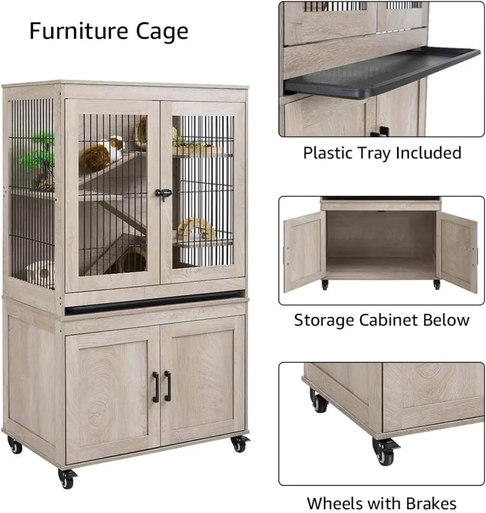 Multi Level Small Animal Cage With Ramps Platforms Wheels