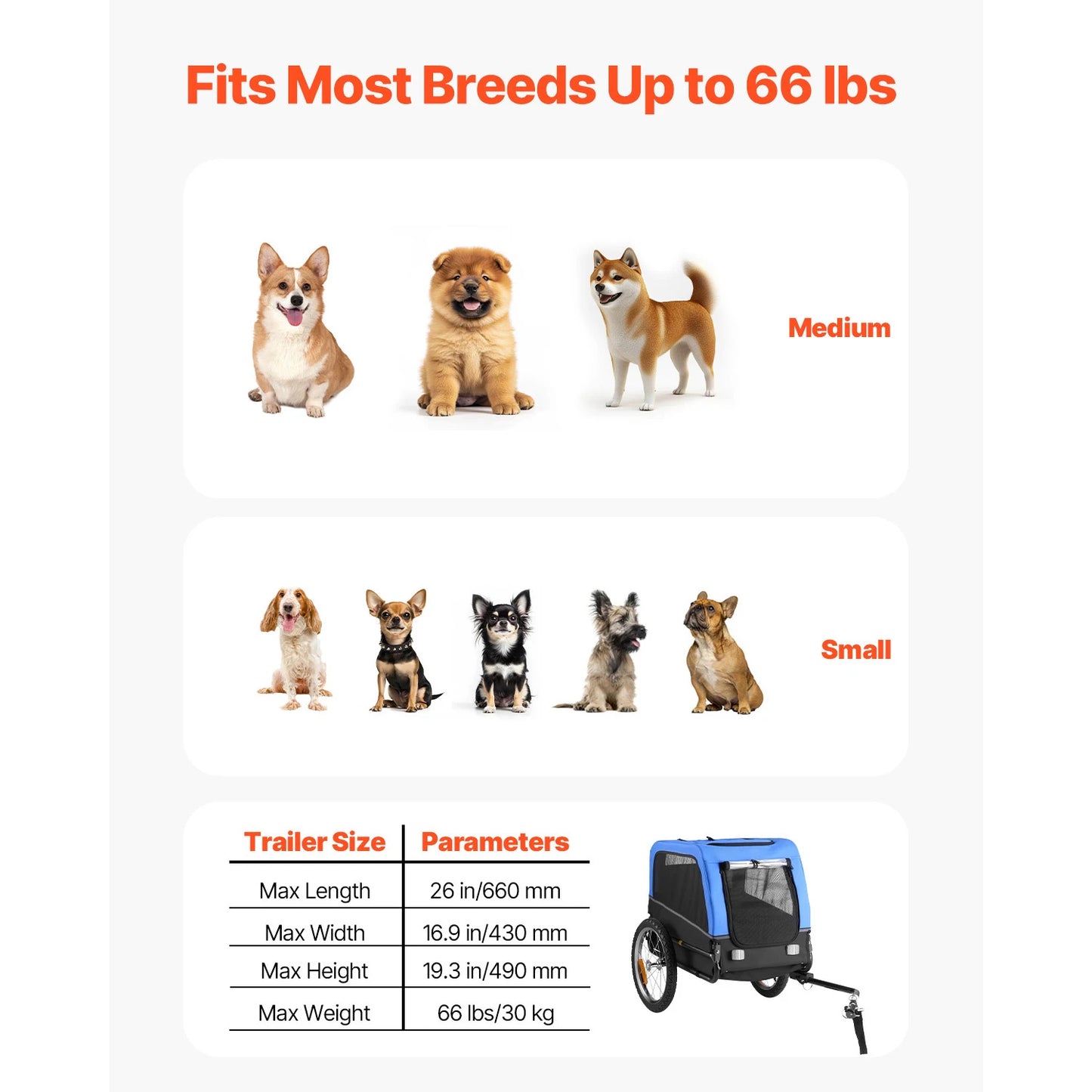 Dog Bike Trailer With Quick Release Wheel And Safety Flag