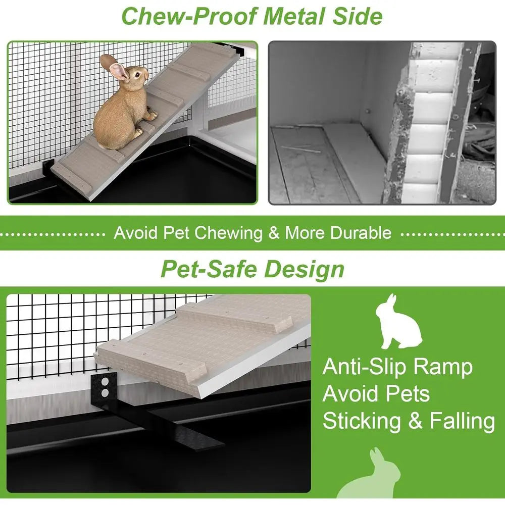 Outdoor Indoor Rabbit Hutch With 6 Wheels And Removable Trays