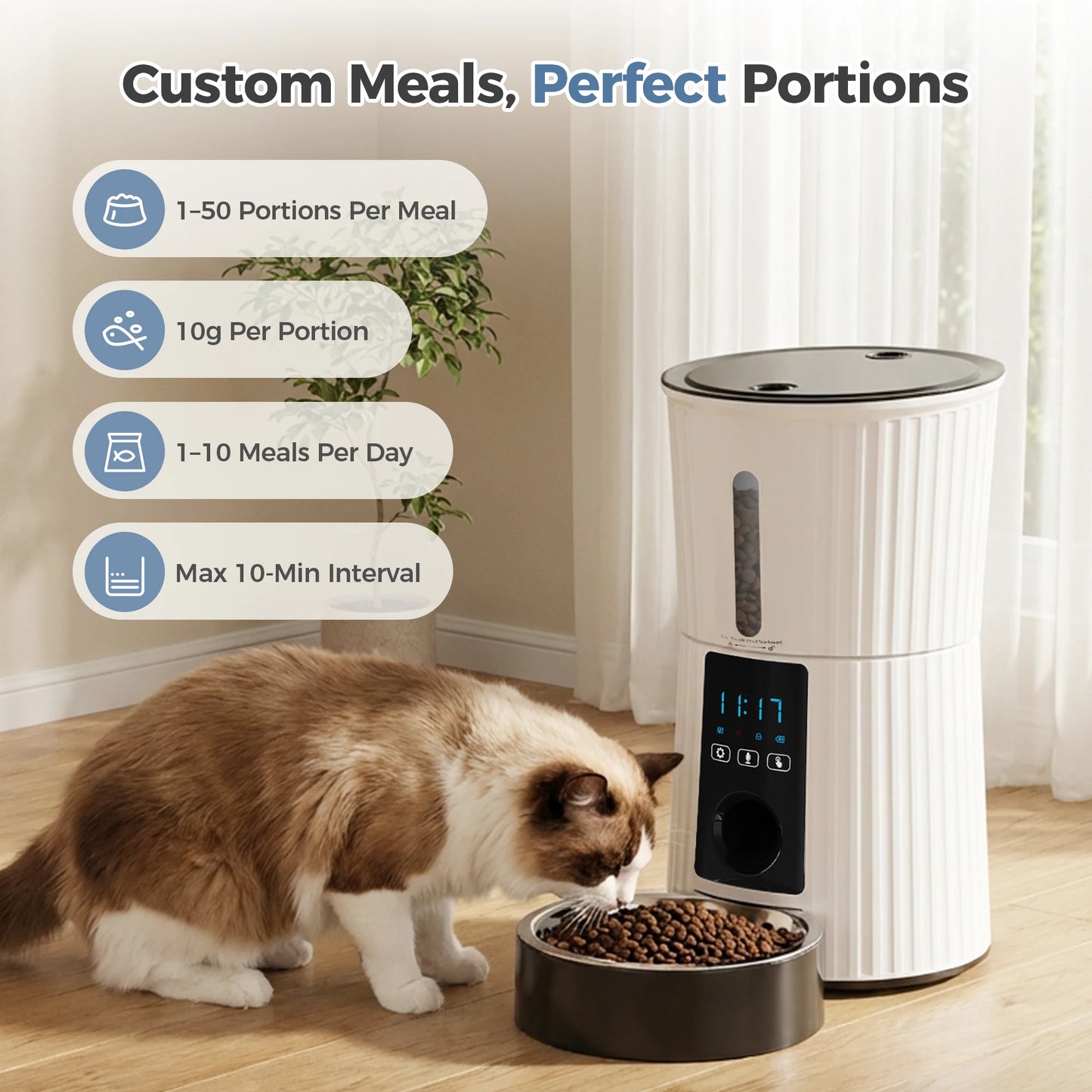 4L Automatic Cat Feeder With WiFi Timed Dispenser APP Control