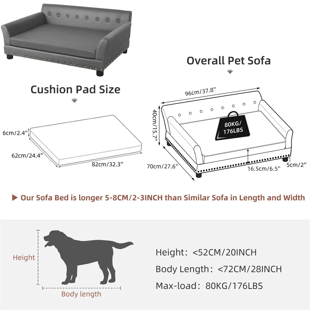 Borwart Heavy Duty Pet Sofa Raised Bed Cushioned Dog Cat Lounge