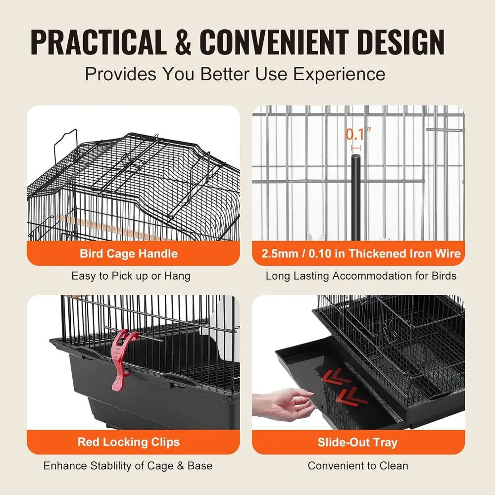 Open Top Bird Cage For Parrots And Small Birds Swing