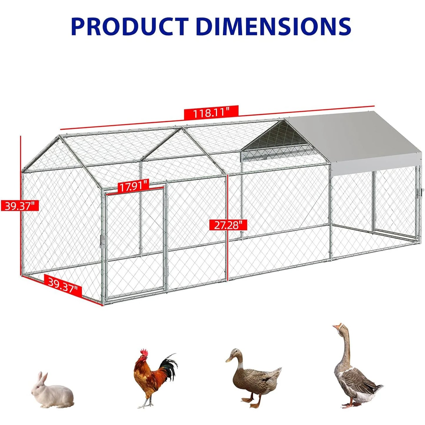 Himiss Portable Metal Chicken Coop And Run With Waterproof Cover