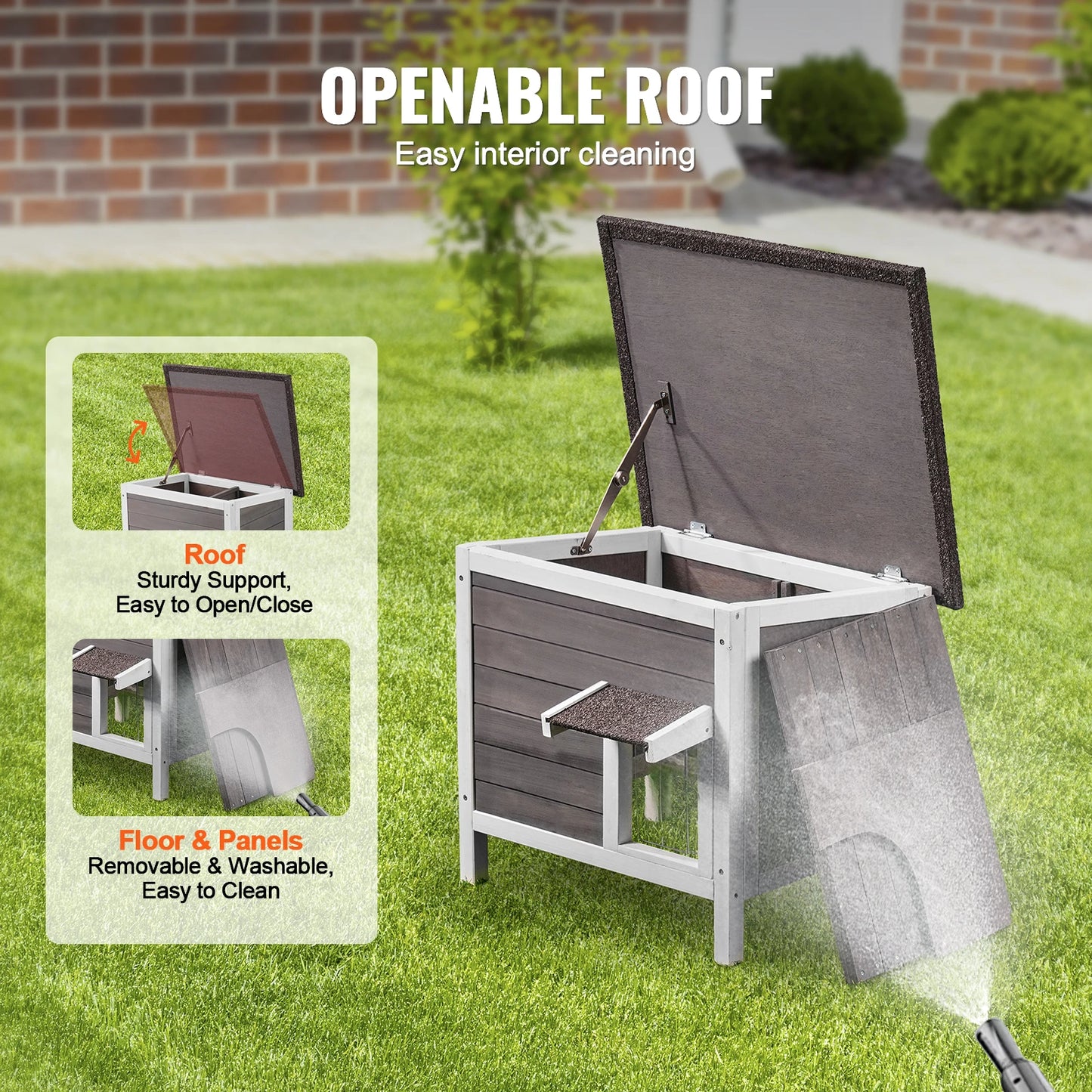 SucceBuy Outdoor Cat House Weatherproof Shelter With All-Round Foam Insulation
