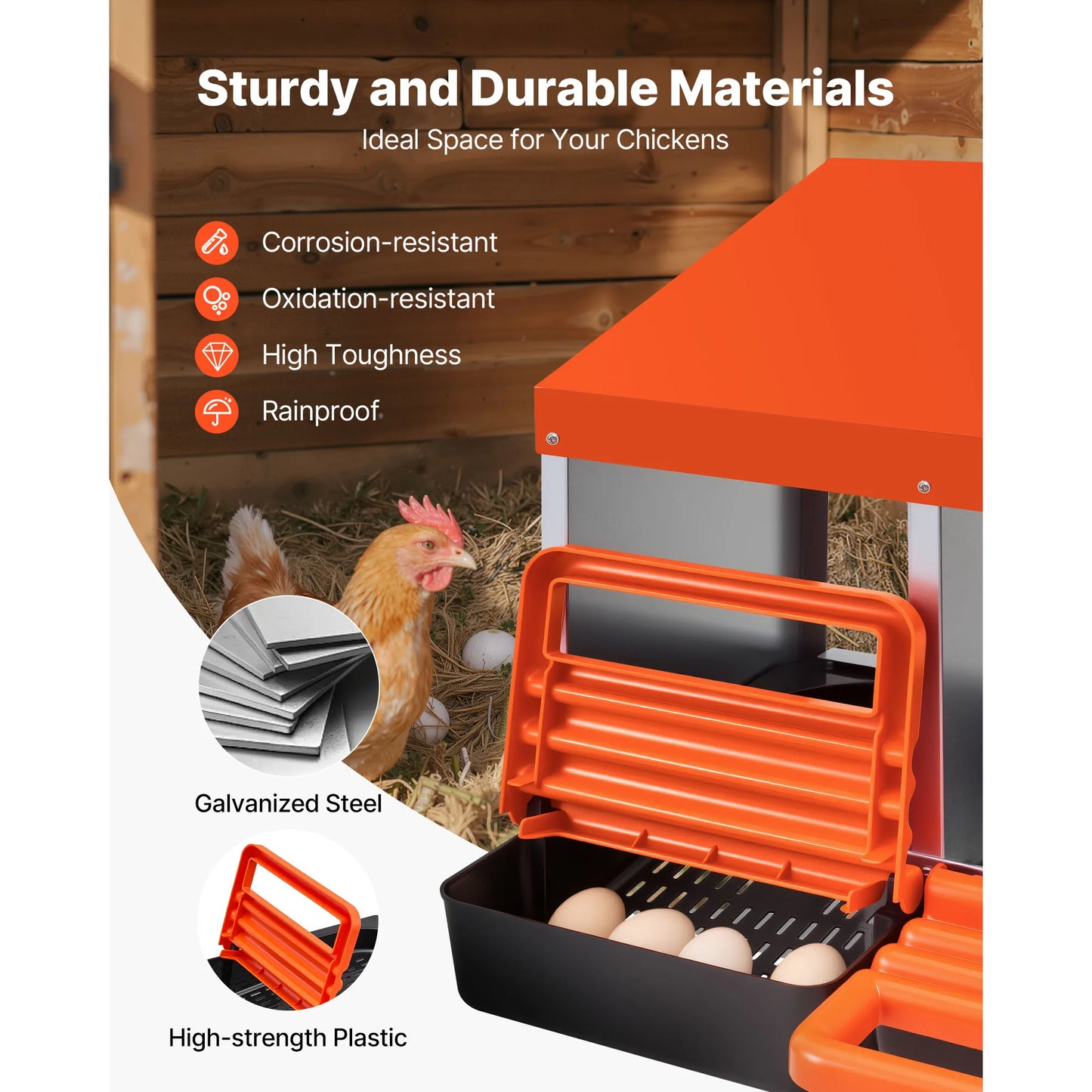 SucceBuy Metal Nesting Boxes For Chicken Laying With Protective Lids