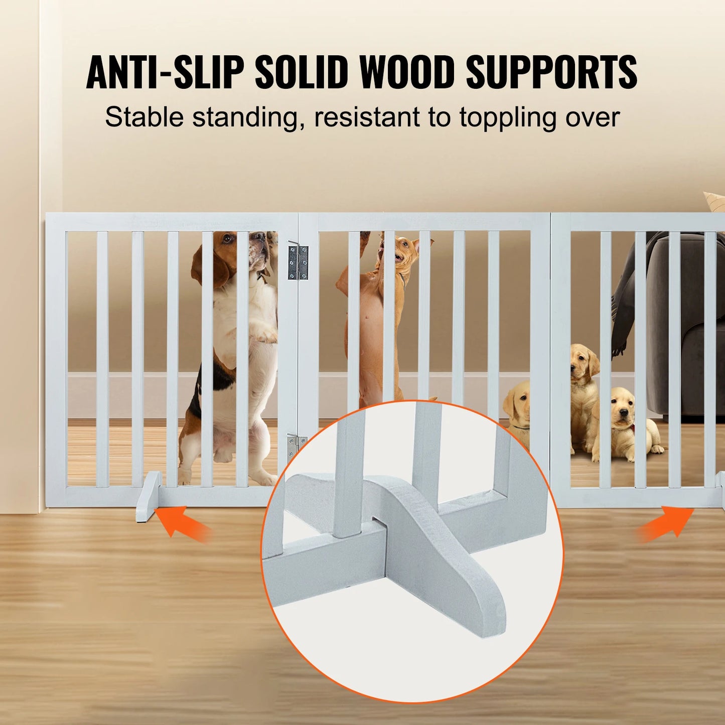 Freestanding Foldable Dog Gate 3 Panels Narrow Passageways Expandable Barrier