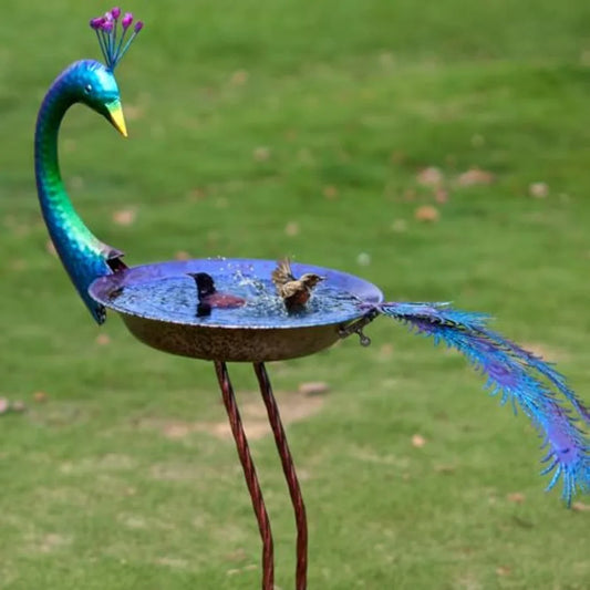 Peacock Bird Bath for Outdoor Garden and Lawn Decor