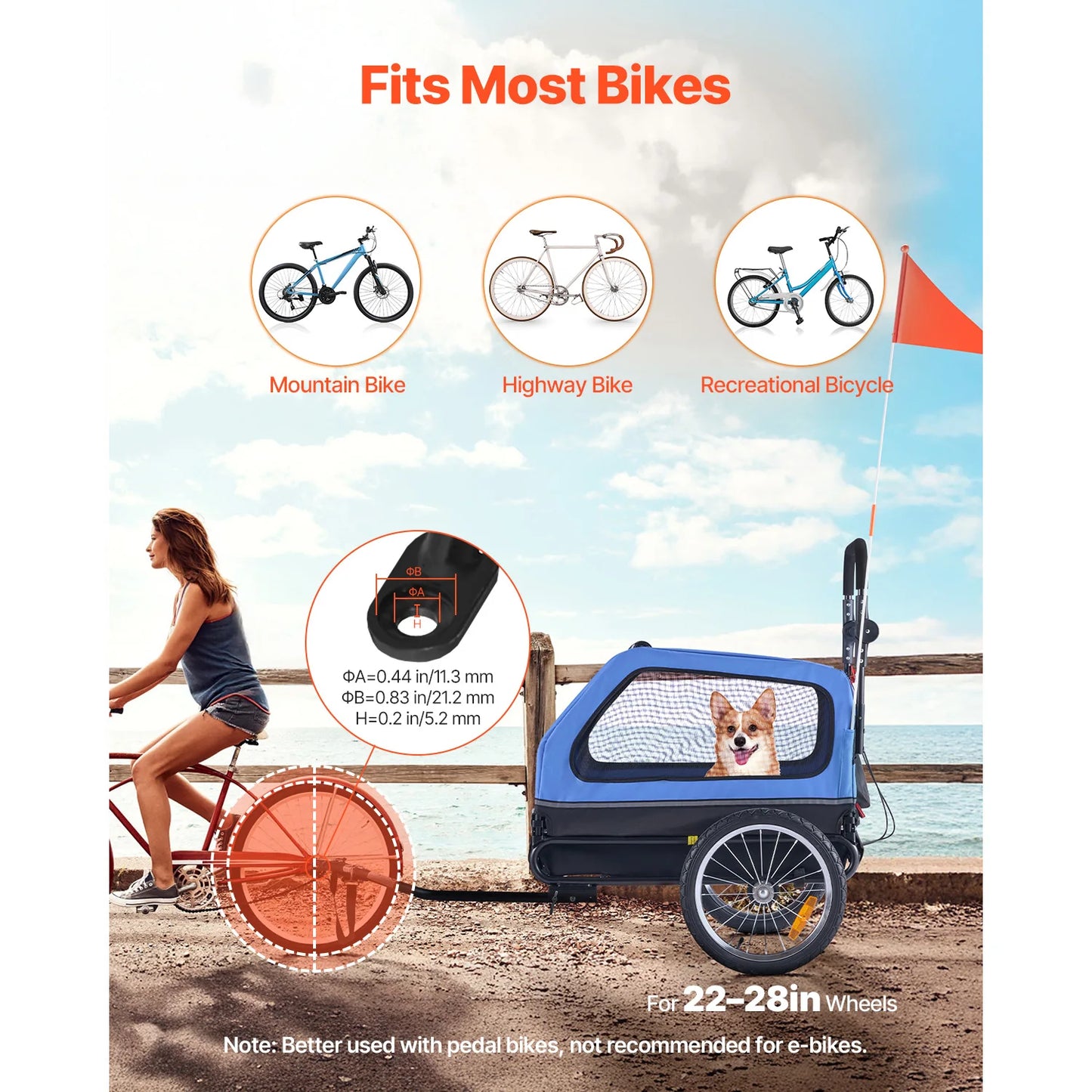 SucceBuy 2In1 Dog Bike Trailer Stroller Carrier For All Breeds