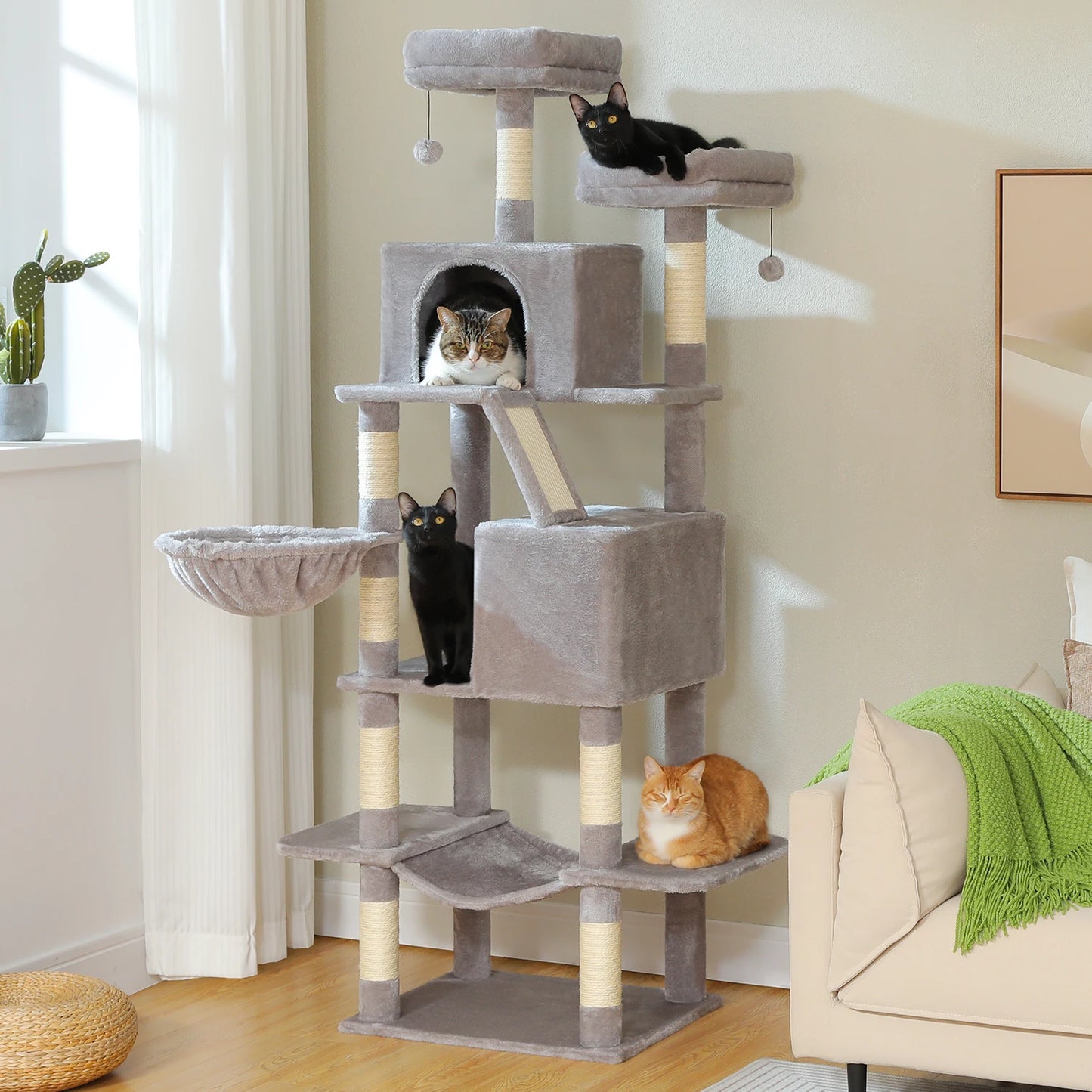 PAWZ Road Tall Cat Tree With Scratching Posts And Five Levels