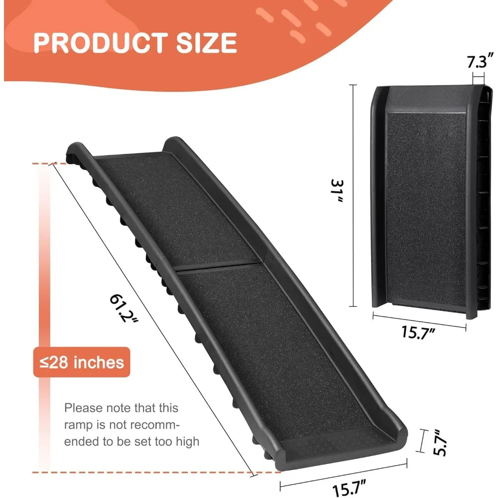 Folding Dog Ramp For Cars And SUVs With Raised Side Rails