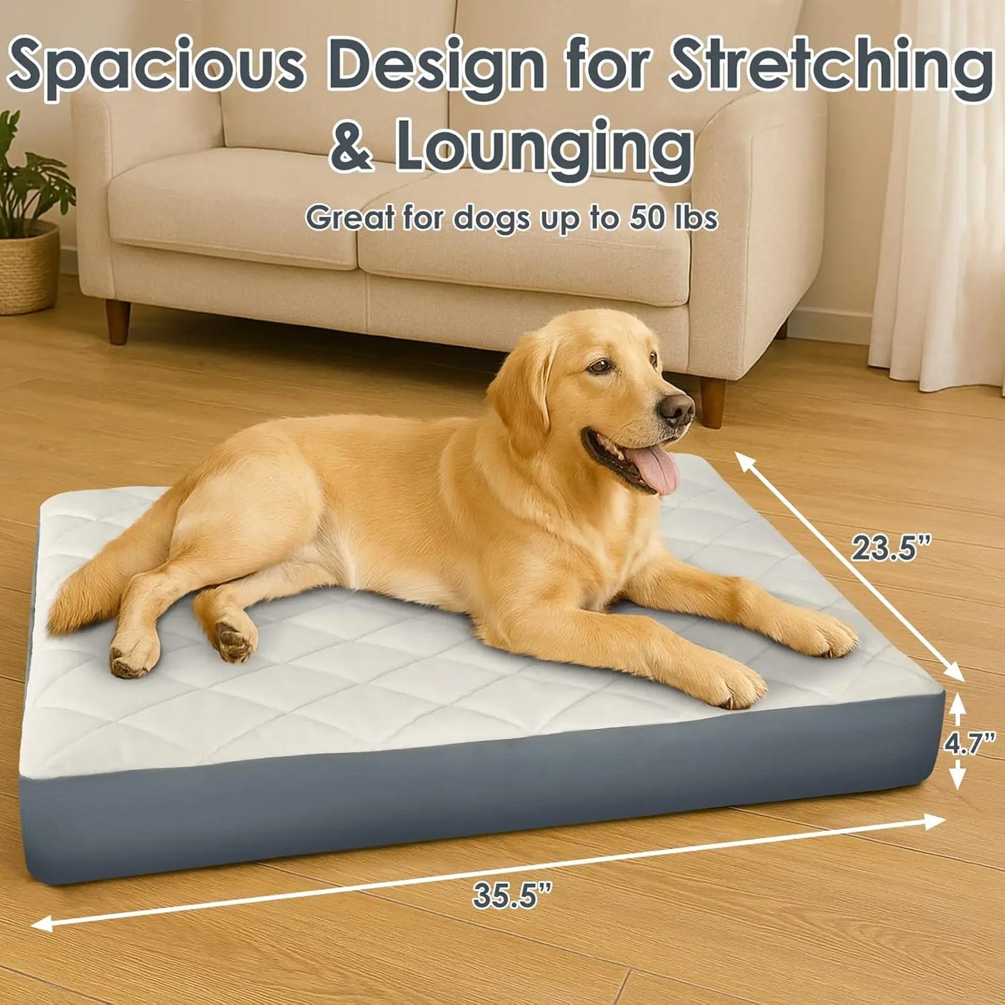 Orthopedic Dog Bed With Memory Foam And Waterproof Faux Leather