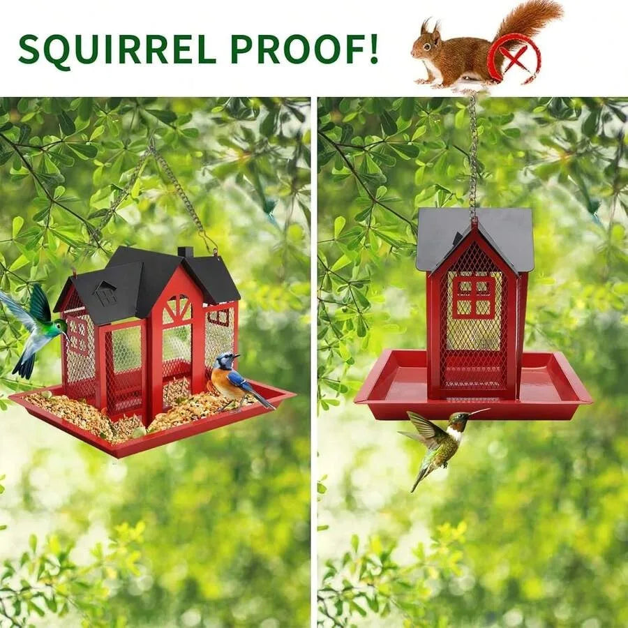 House Shaped Metal Bird Feeder For Outdoor Garden Hanging Decor