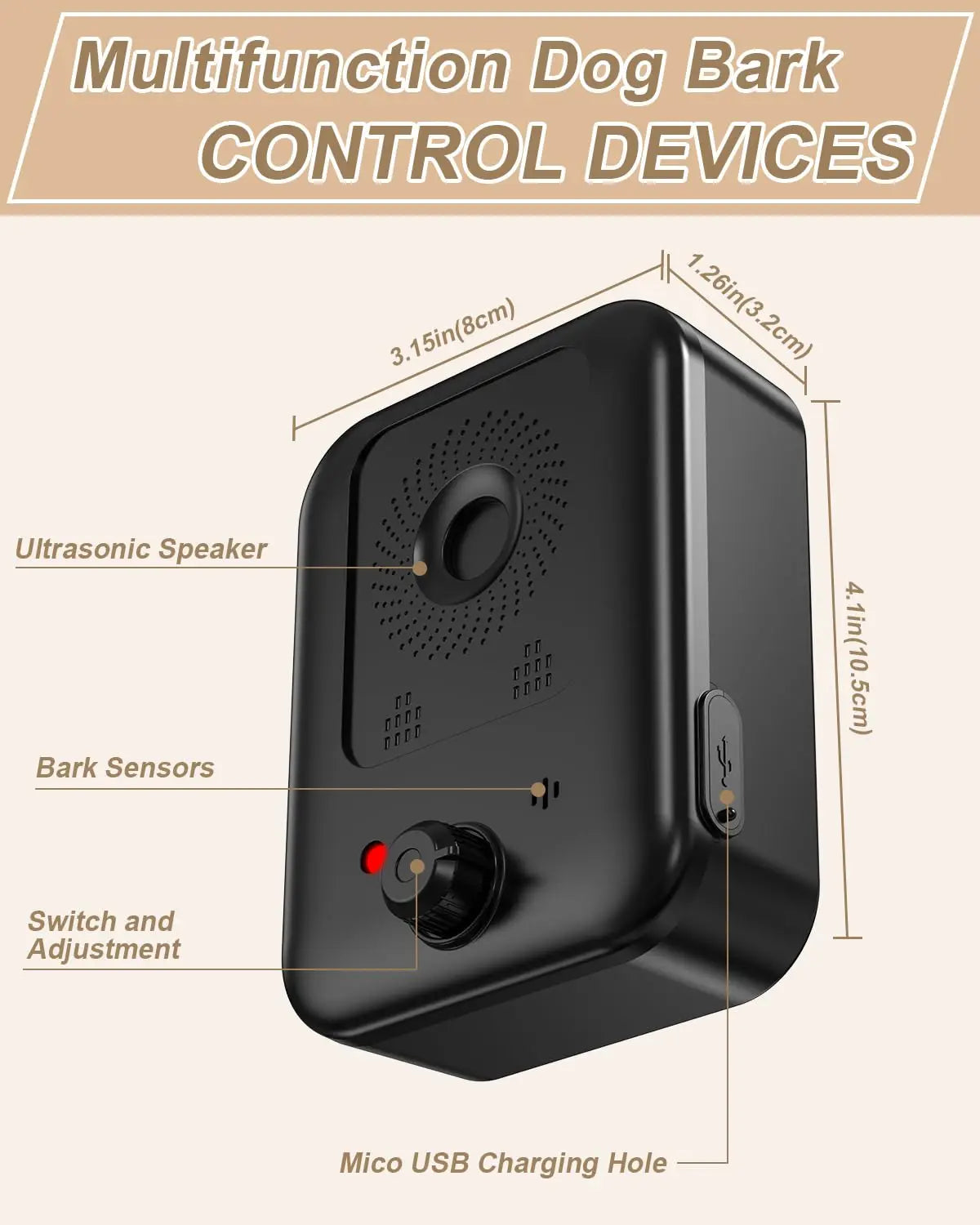 PetEdu Automatic Ultrasonic Dog Bark Deterrent for Indoor Outdoor