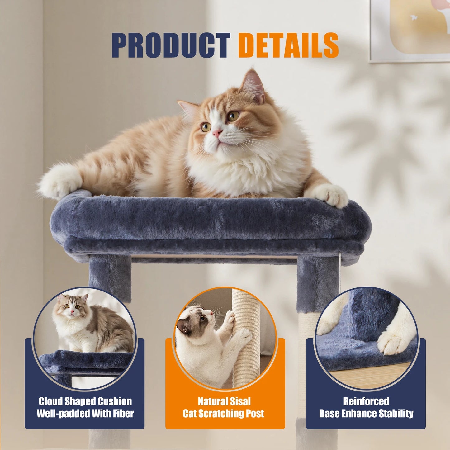 JHK Cat Tree Tall Climbing Tower Premium for Indoor Cats