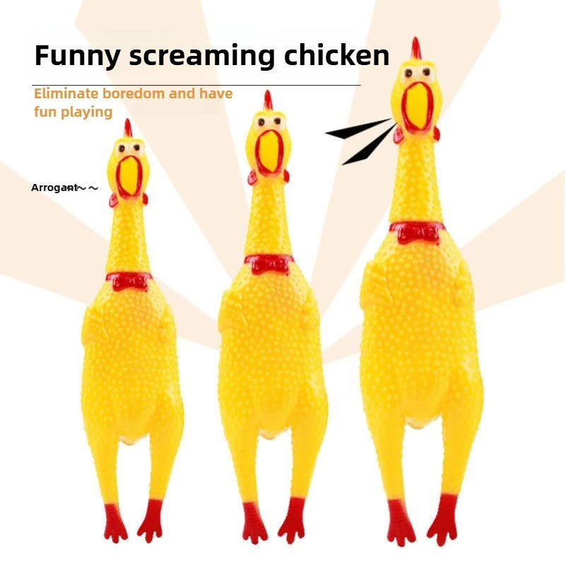 DKSTINYE Squeaky Screaming Chicken Rubber Dog Toy With Squeaker
