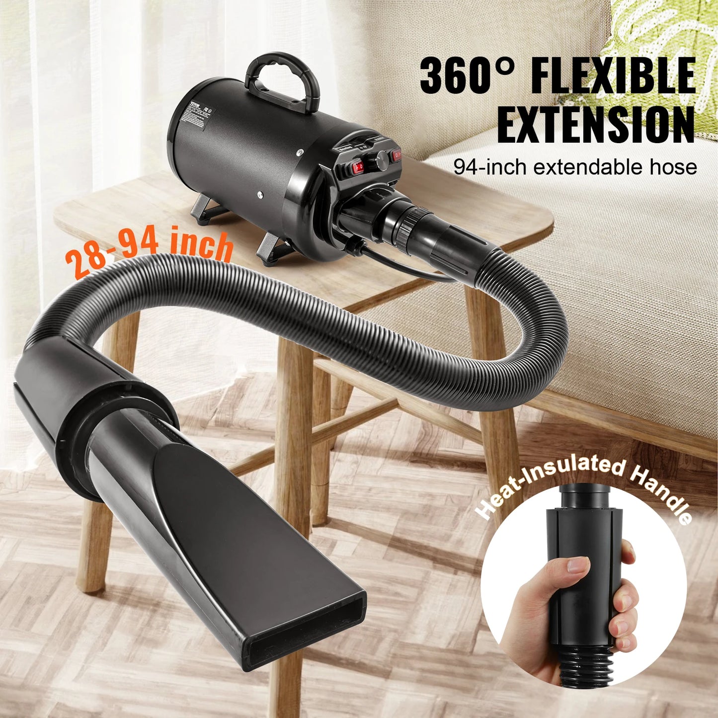 SucceBuy 2000W Dog Blow Dryer Adjustable Speed Temperature Control Nozzles