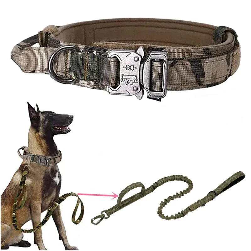 COOYOMOO Durable Tactical Dog Collar Leash Set Adjustable Military