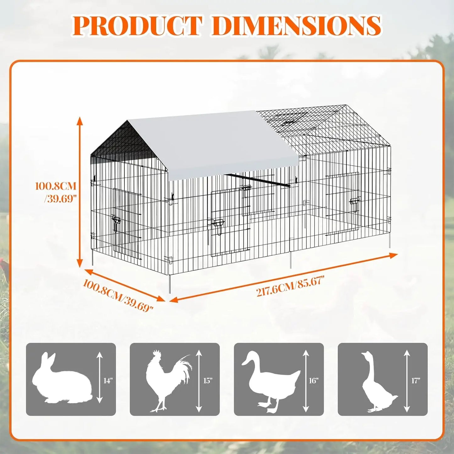 Himiss Heavy Duty Metal Walk-In Chicken Coop Outdoor Poultry Enclosure