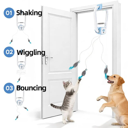Self Playing Cat Toy Automatic Retractable Door Teaser Indoor Cats