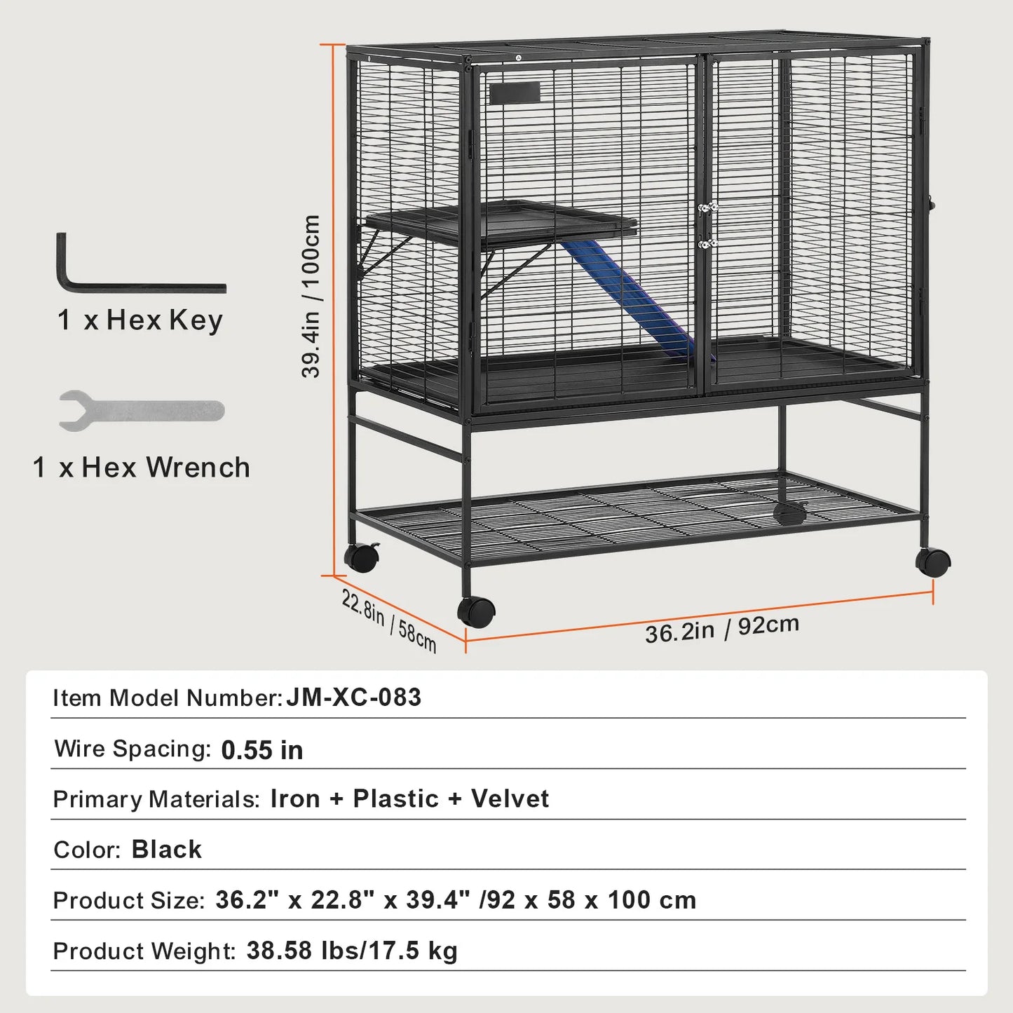 Succebuy Large Sixty-Four Inch Tier Rolling Metal Ferret Cage For Small Animals