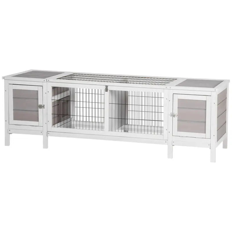 Rabbit Hutch And Guinea Pig House With Pull Out Tray And Divider Indoor