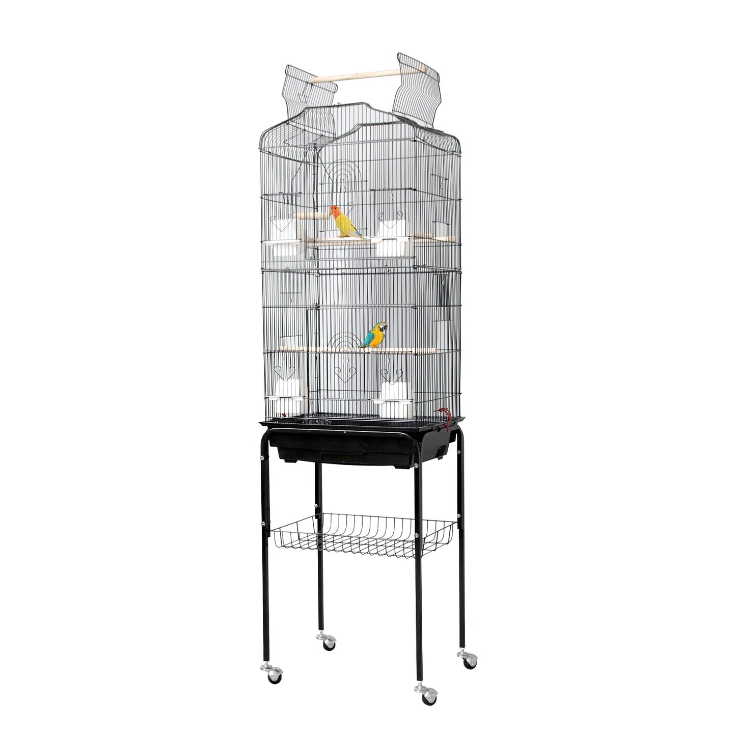 HiMISS Bird Cage With Open Rooftop Play Stand And Tray