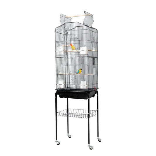 HiMISS Bird Cage With Open Rooftop Play Stand And Tray
