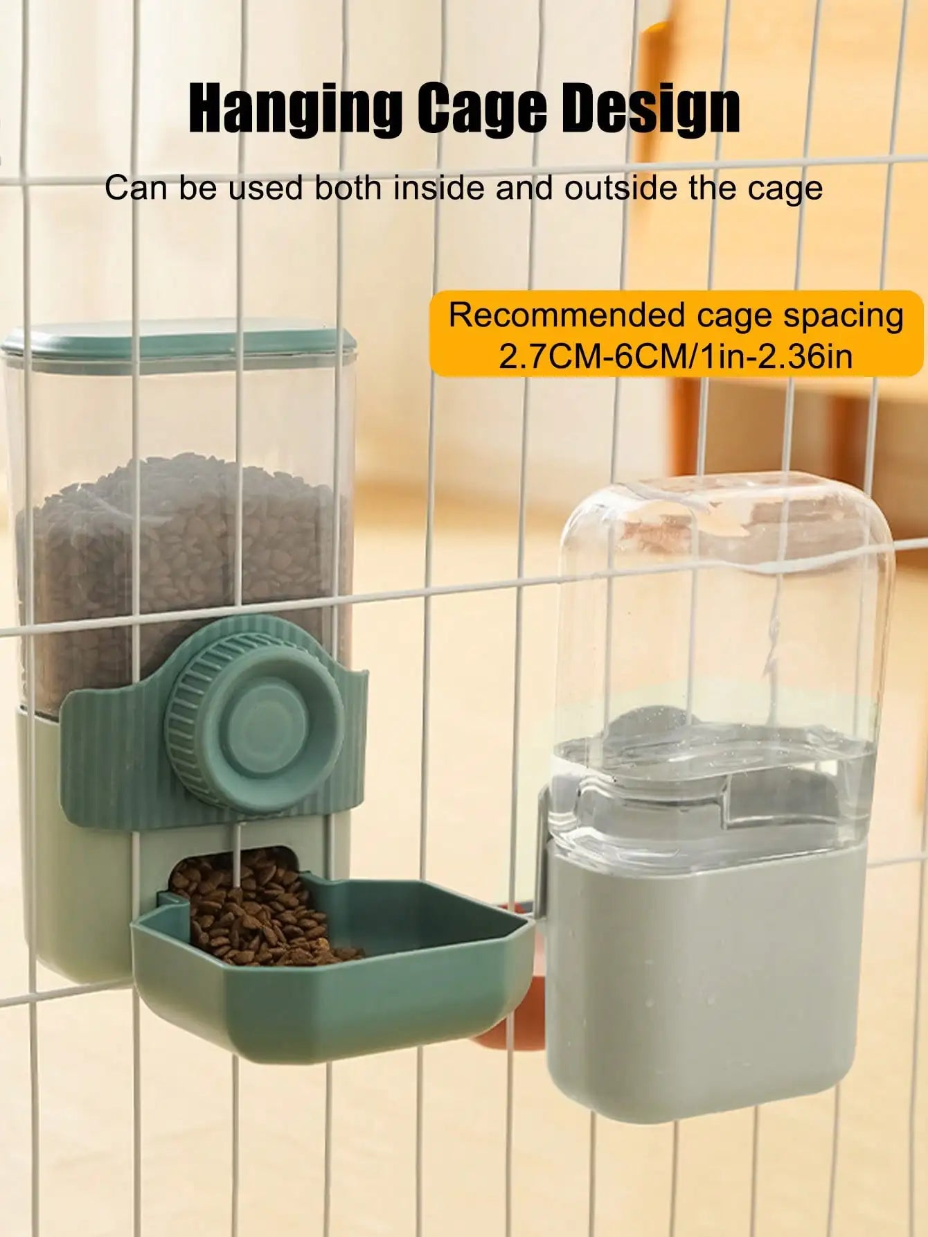 Hanging Cage Automatic Pet Feeder With Water Bowl Set