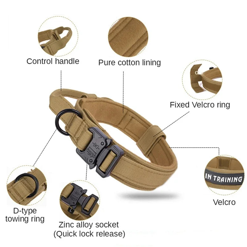 COOYOMOO Durable Tactical Dog Collar Leash Set Adjustable Military