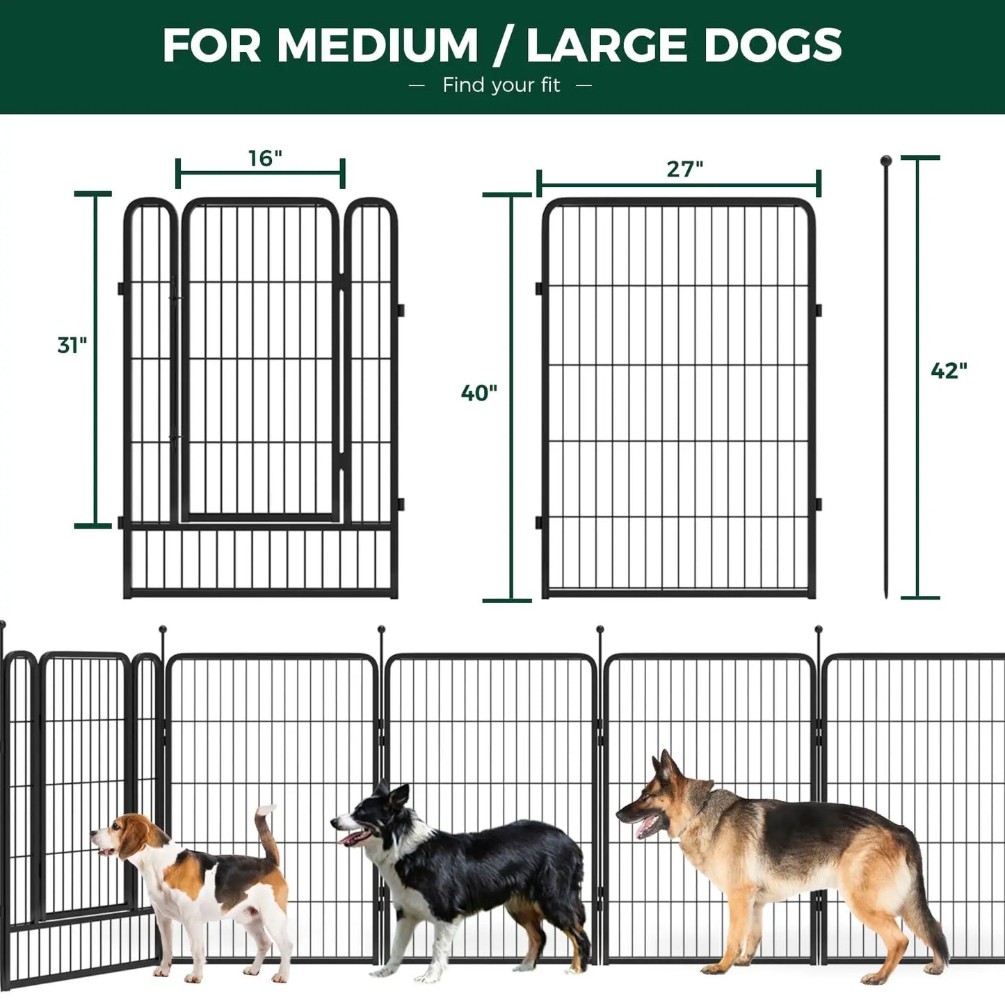 Studyset Dog Fence Indoor Outdoor Portable Metal Pet Exercise Pen For RV Camping