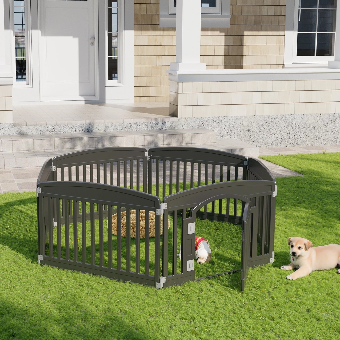 JHK Plastic Dog Playpen 6 Panel Expandable Portable Fence