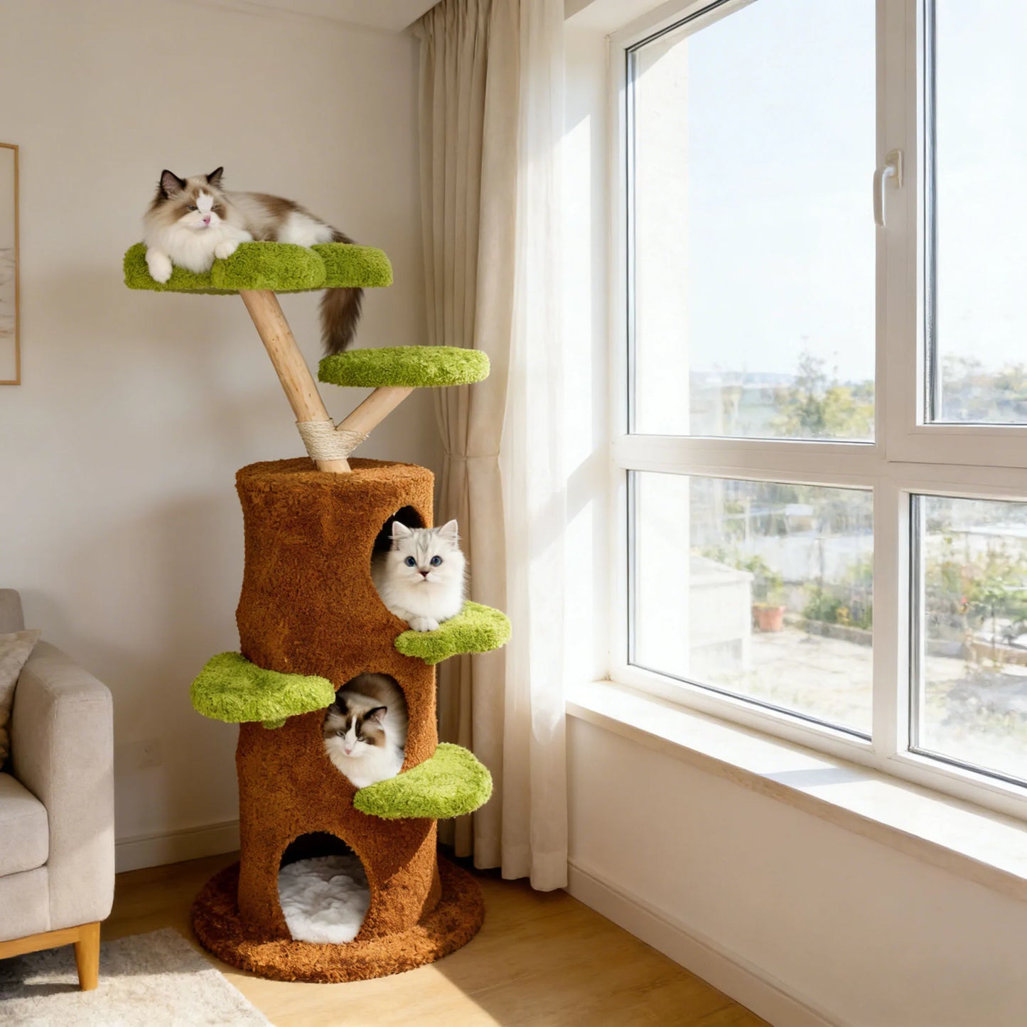 BINGOPAW Five Level Cat Tree With Plush Cave Scratching Post