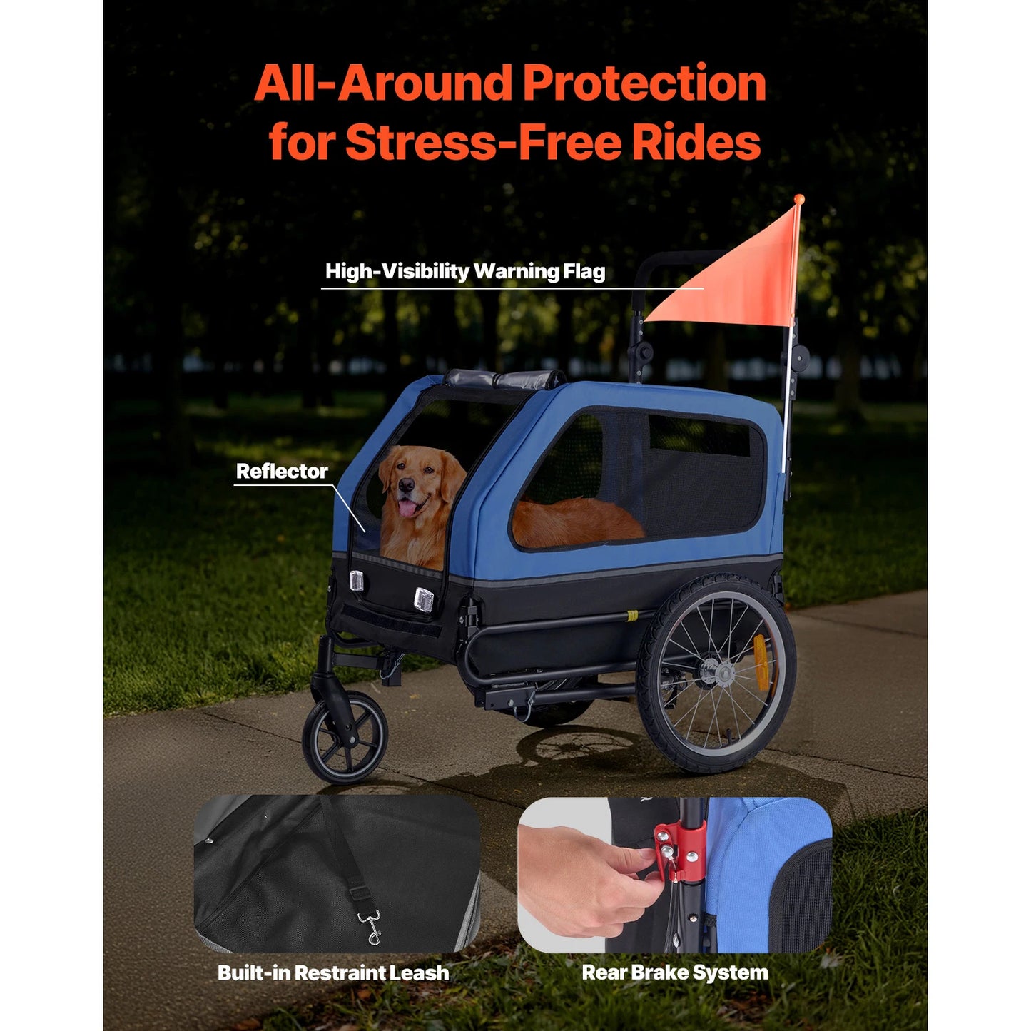 SucceBuy 2In1 Dog Bike Trailer Stroller Carrier For All Breeds