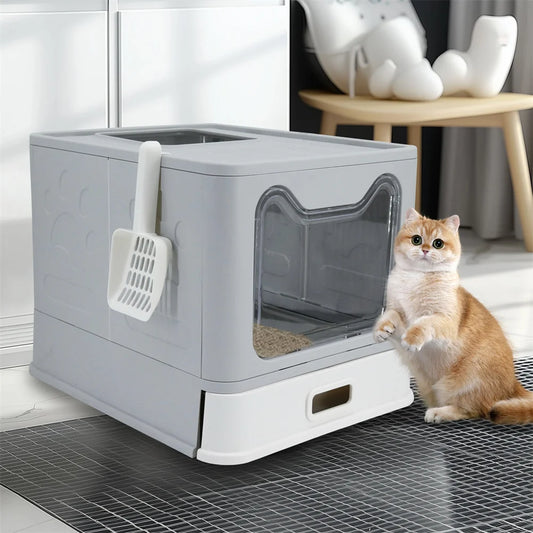 Enclosed Stainless Steel Cat Litter Box With Lid Top Entry