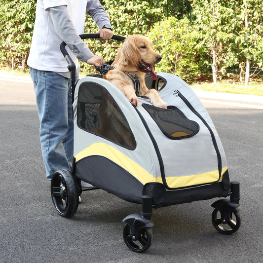 BINGOPAW Dog Stroller 4 Wheel Foldable Pet Carrier Up To 121 Lbs